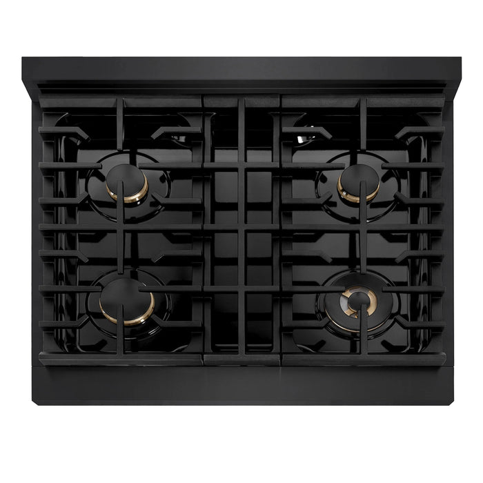 ZLINE 30" Paramount Gas Rangetop Black Stainless Steel Brass Burners SRTB-BR-30