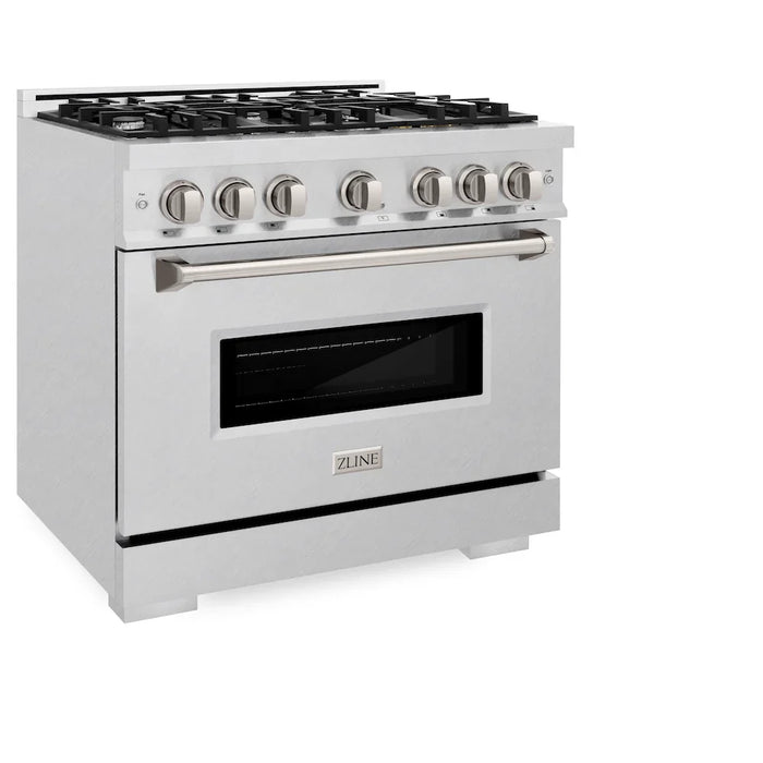 ZLINE 36" Dual Fuel Range, Gas Cooktop, Electric Convection Oven DuraSnow® Stainless Steel, CDRS-36