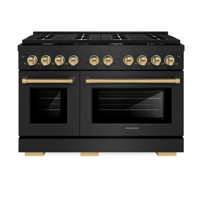 ZLINE 48"Paramount Dual Fuel Range Black Stainless Steel, Champagne Bronze SDRBZ-48-CB