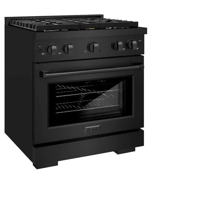 ZLINE 30 in.Gas Range, Convection Gas Oven, Brass Burner, Black Stainless Steel, SGRB-BR-30