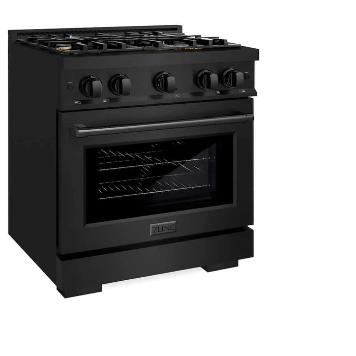 ZLINE 30" Select Dual Fuel Range Gas Cooktop Electric Convection Oven Black Stainless Steel Brass Burners HDRB-BR-30
