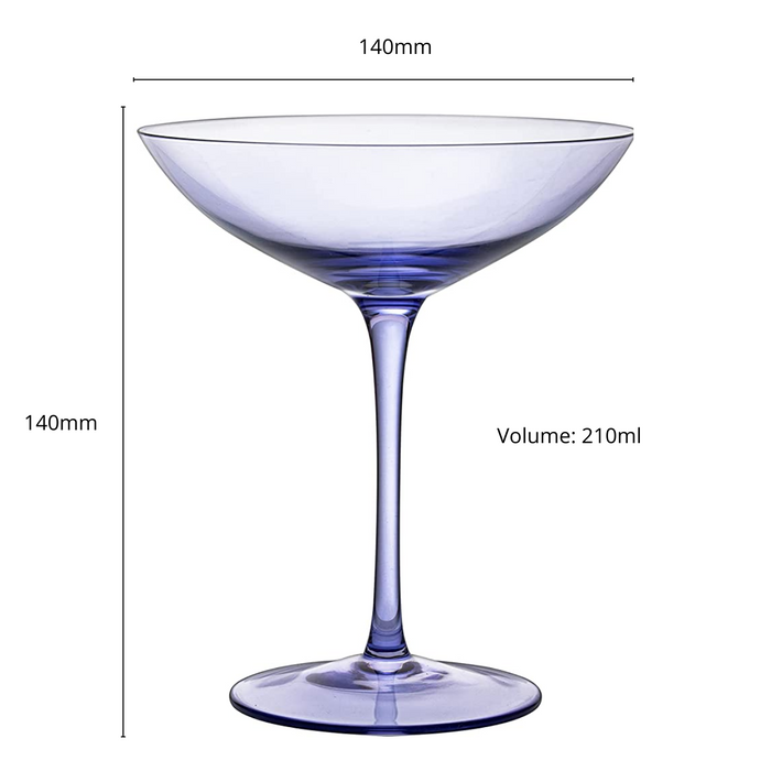 Champagne Coupes 12oz by The Wine Savant - Colorful Champagne Glasses, Prosecco, Mimosa Glasses Set, Cocktail Glass Set, Bar Glassware Luster Glasses (2, Lavender)