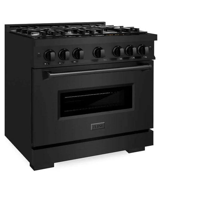 ZLINE 36" Classic Gas Range, Convection Gas Oven Black Stainless Steel, CGRB-36