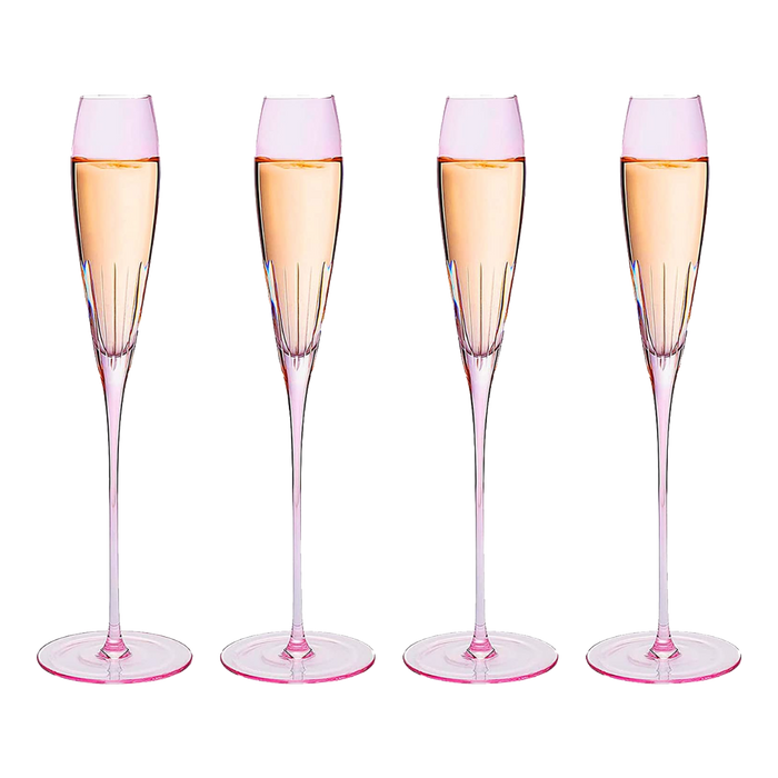 The Wine Savant Parisian Performance Glassware French Paris Collection Crystal Pink Glasses, Red & White Wines For Weddings Present Everyday Beautiful Gift Anniversary (Champagne)