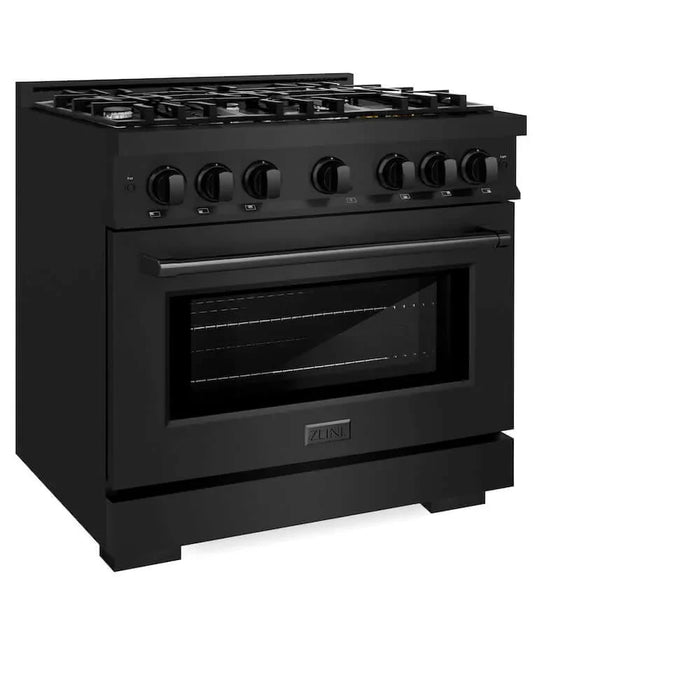 ZLINE 36" Select Gas Range Convection Gas Oven Black Stainless Steel HGRB-36
