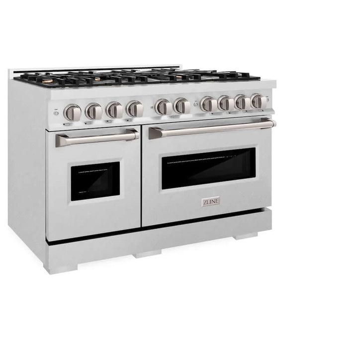 ZLINE 48" Classic Gas Range, Convection Gas Oven DuraSnow® Stainless Steel, Brass Burners CGRS-BR-48