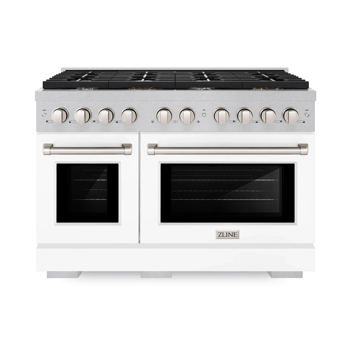 ZLINE 48"Paramount Dual Fuel Range DuraSnow® White Matte SDRS-WM-48