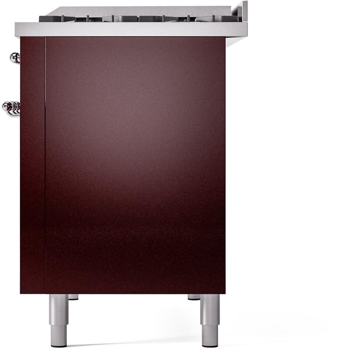 ILVE Nostalgie II 48" Dual Fuel Liquid Propane Range, Burgundy, Chrome Trim ILVE UP48FNMPBUCLP