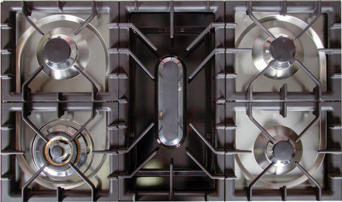 ILVE Professional Plus 36" Dual Fuel Liquid Propane Freestanding Range, Stainless Steel, Chrome Trim UPW90FDMPILP