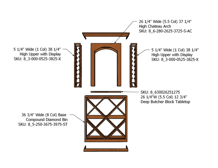 3 Foot Wine Cellar - 128 Bottle Capacity