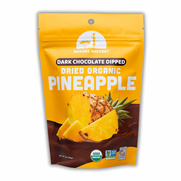 Mavuno Harvest - Organic Dried Pineapple Dark Chocolate, 3 oz (Pack of 6) - Healthy snack