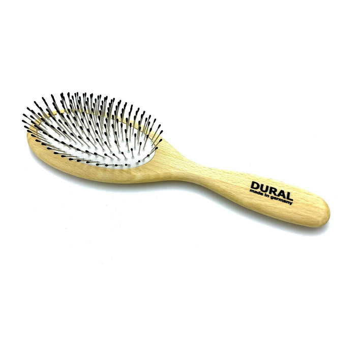 Dural Hair Brush For Styling & Care Rubber Cushion with Steel Pins with ball tips Beech Wood