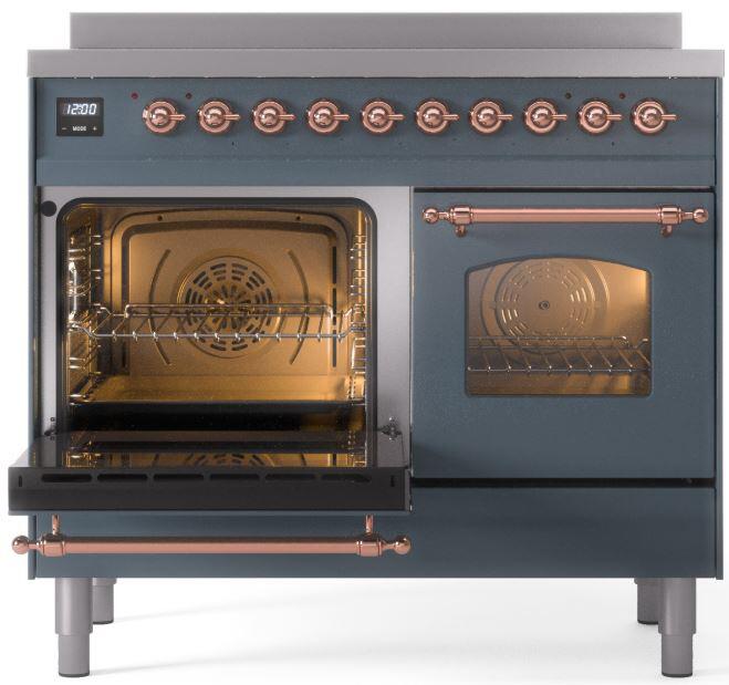 ILVE Nostalgie II 40" Electric Range ,Blue Grey, Copper Trim UPDI406NMPBGP