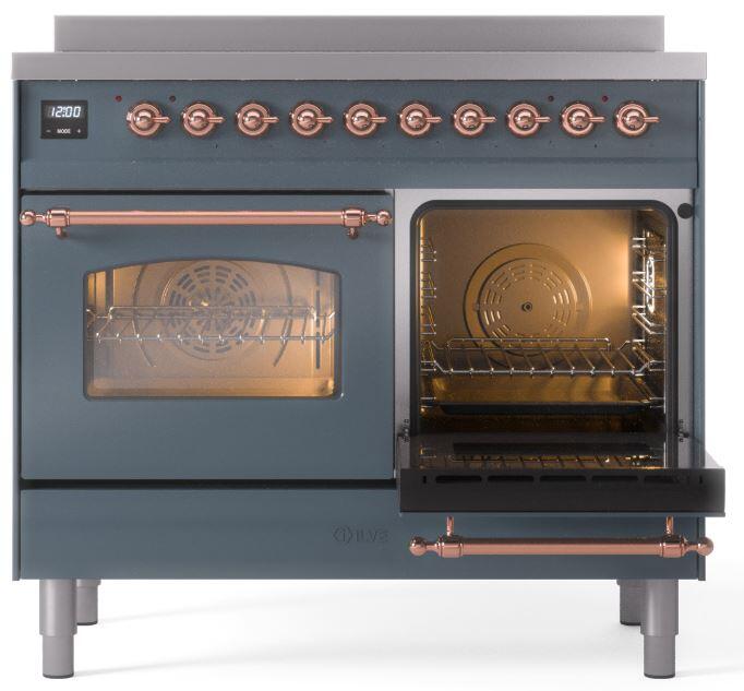 ILVE Nostalgie II 40" Electric Range ,Blue Grey, Copper Trim UPDI406NMPBGP