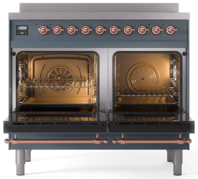 ILVE Nostalgie II 40" Electric Range ,Blue Grey, Copper Trim UPDI406NMPBGP