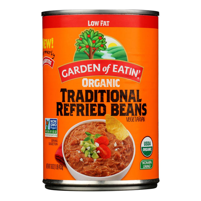 Garden of Eatin' Refried Beans - Traditional Low Fat - 12 x 16 oz Cans