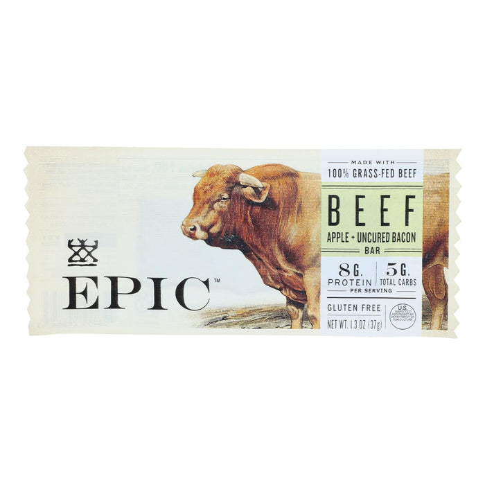 Epic Bar Beef Apple Uncured Bacon, Pack of 12, 1.3 Oz Each