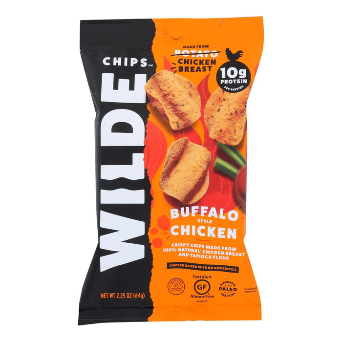 Wilde Chicken Chips Buffalo Flavor, 2.25 Oz (Pack of 12) | High Protein Snack
