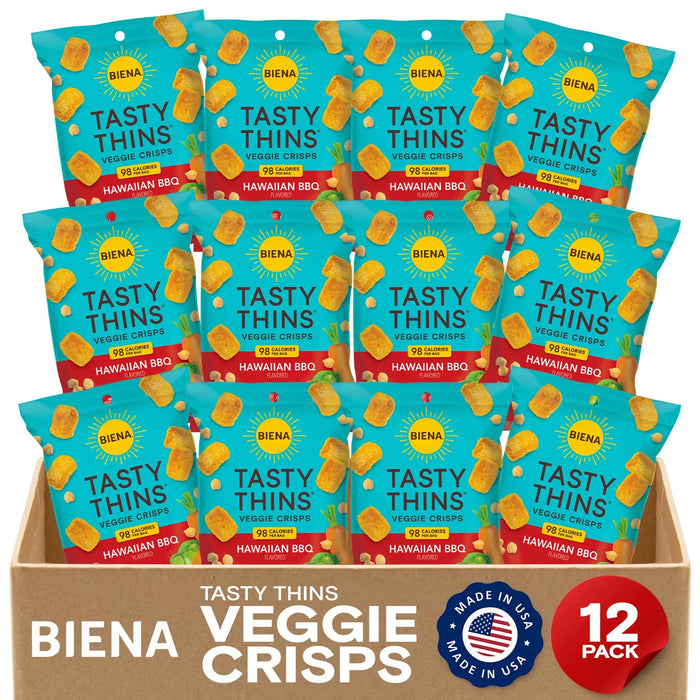 Biena Llc - Tasty Thins Hawaiian BBQ, 0.75 oz (Pack of 12) - Gluten-Free Snacks