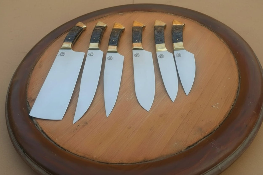 440c stainless steel Kitchen Knives Set With Beautiful Leather Roll Kit DK-0091