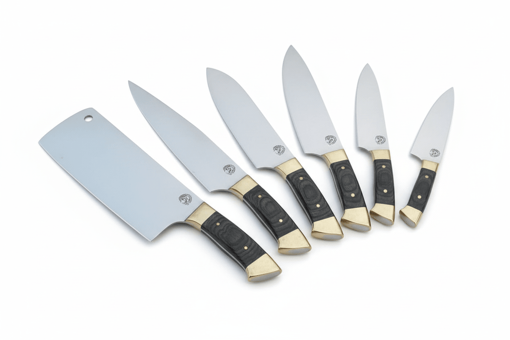 440c stainless steel Kitchen Knives Set With Beautiful Leather Roll Kit DK-0091