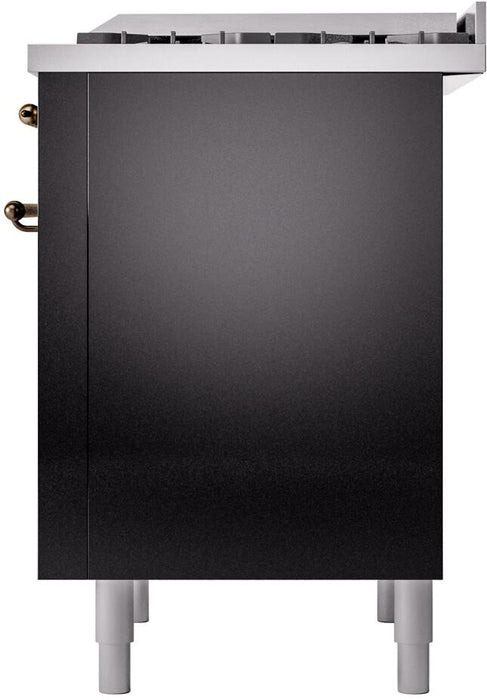 ILVE Nostalgie II 36" Dual Fuel Liquid Propane Range, Glossy Black, Bronze Trim UP36FNMPBKBLP