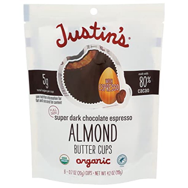 Justin's Almbtr Dark Chocolate Espresso (Pack of 6) 4.2 Oz