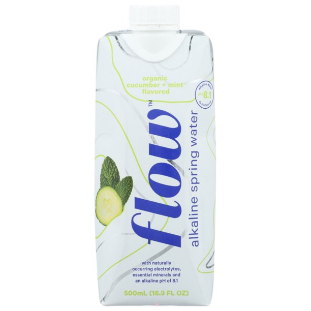 Flow Spring Water Alkaline Cucumber Mint (6-Pack 500ml Bottles)