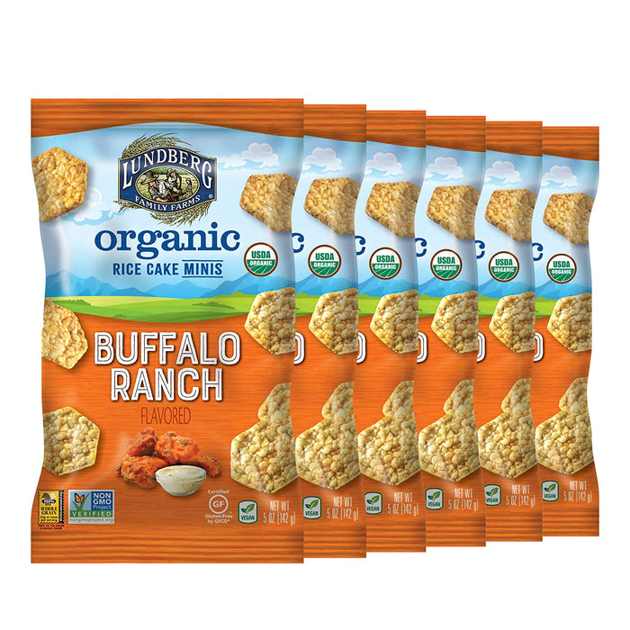 Lundberg Family Farms Mini Chicken Buff Ranch Flavored Brown Rice Cakes (Pack of 6-5 Oz)