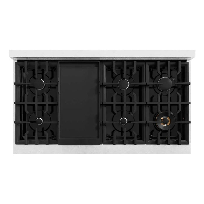 ZLINE 48" Select Gas Range Convection Gas Oven DuraSnow® Stainless Steel Black Matte Door HGRS-BLM-48