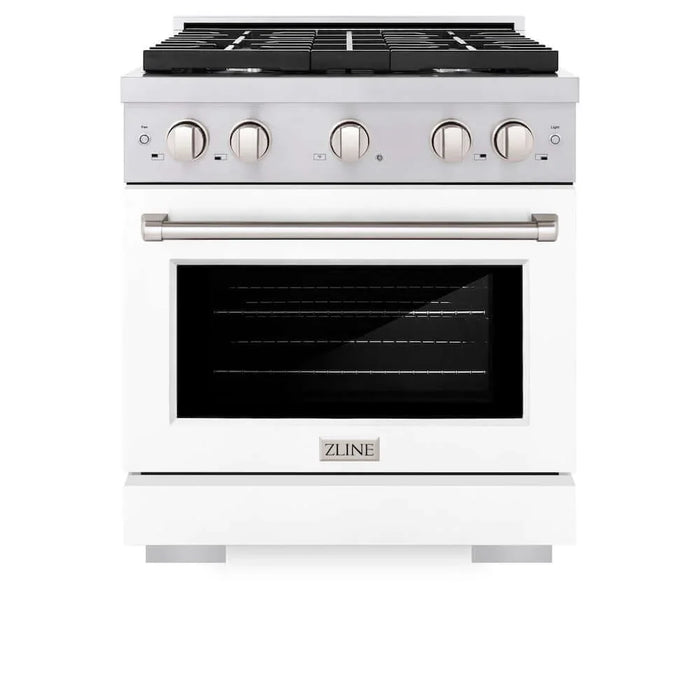 ZLINE 30 In. Gas Range, Stainless Steel, White Matte, SGR-WM-30