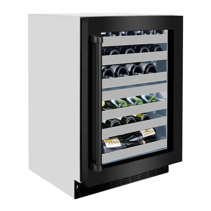 ZLINE 24" Touchstone Dual Zone 44 Bottle Wine Cooler Black Stainless Steel Glass Door RWDO-BS-24