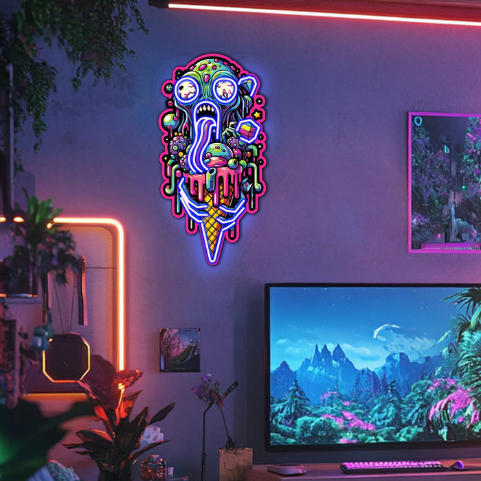 UV Printed Zombie Ice Cream Neon Wall Art- LV0060