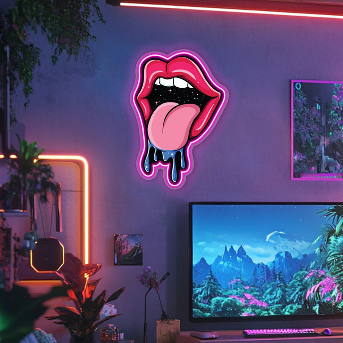 UV Printed Galactic Tongue  Neon Wall Art- LV0069