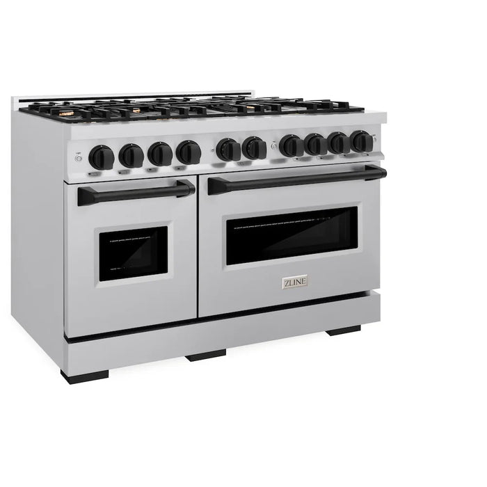 ZLINE 48" Dual Fuel Range, Gas Cooktop, Electric Convection Oven Stainless Steel, Matte Black CDRZ-48-MB