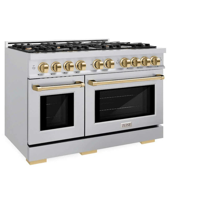 ZLINE 48" Select Dual Fuel Range Gas Cooktop Electric Convection Oven Stainless Steel Gold HDRZ-48-G