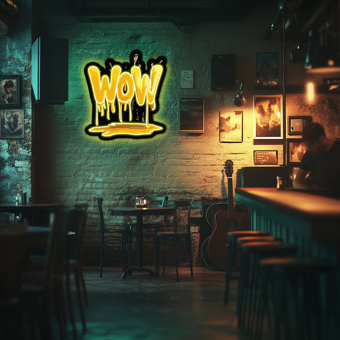 UV Printed WOW Neon Wall Art- LV0057