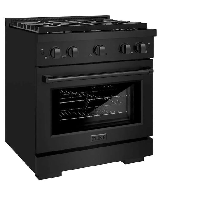 ZLINE 30 in.Gas Range, Convection Gas Oven, Black Stainless Steel, SGRB-30