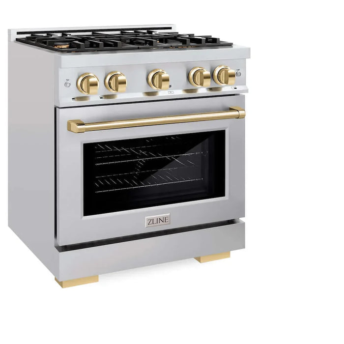 ZLINE 30" Select Gas Range Convection Gas Oven Stainless Steel Gold HGRZ-30-G