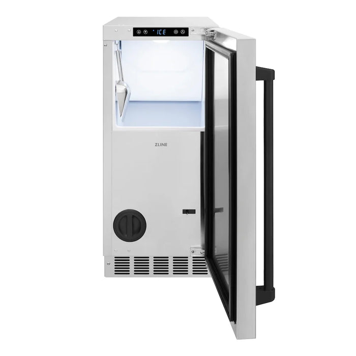ZLINE 15" Touchstone Clear Cube Ice Maker Drain Pump Stainless Steel Matte Black ICCDZ-ST-15-MB