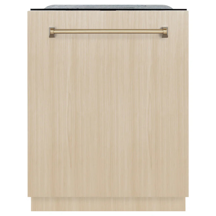 ZLINE Autograph Edition 24" Tall Tub Dishwasher, Custom Panel Ready, Champagne Bronze Handle DWMTZ-24-CB