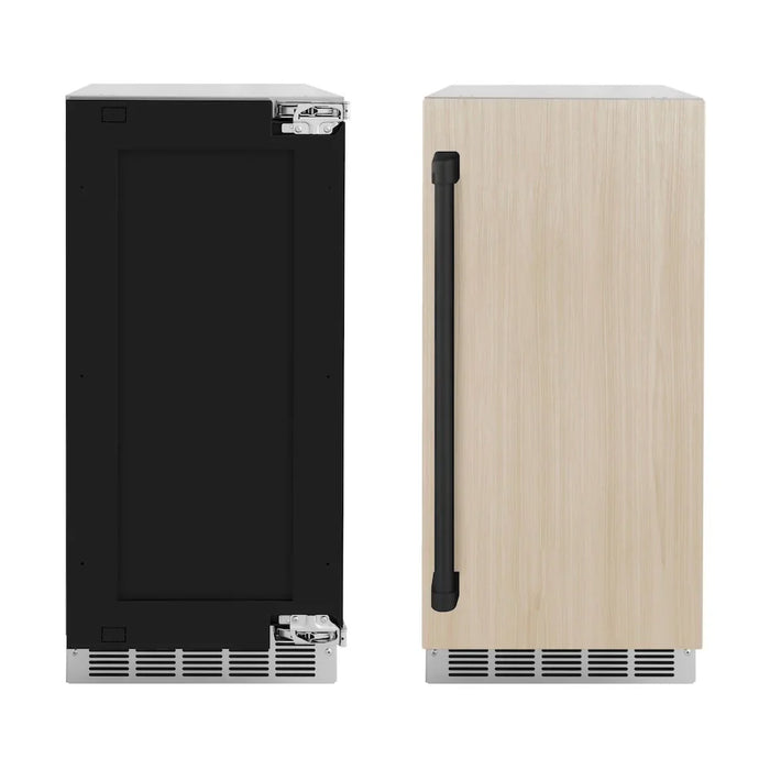 ZLINE 15" Touchstone Clear Cube Ice Maker Drain Pump Panel Ready Door Black Matte Door ICCDPZ-15-MB