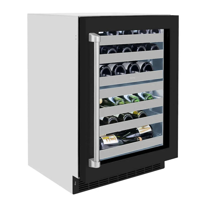 ZLINE 24" Touchstone Dual Zone 44 Bottle Wine Cooler Black Matte Glass Door RWDO-BLM-24
