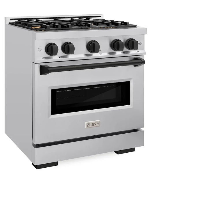 ZLINE 30" Classic Gas Range, Convection Gas Oven Stainless Steel, Matte Black CGRZ-30-MB