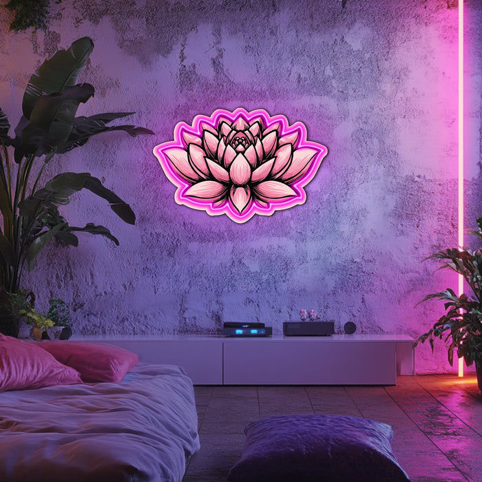 UV Printed Lotus  Neon Wall Art- LV0034
