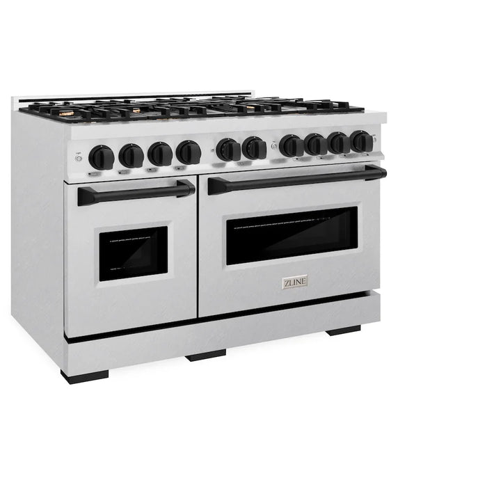 ZLINE 48"Classic Gas Range, Convection Gas Oven, DuraSnow® Stainless Steel, Matte Black CGRSZ-48-MB