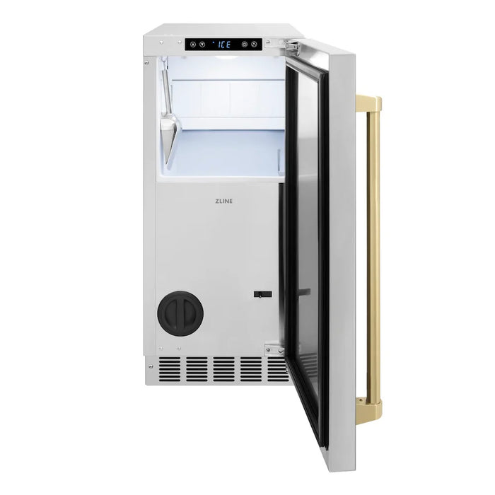 ZLINE 15" Touchstone Gourmet Ice Maker Drain Pump Stainless Steel Door Champagne Bronze IGMDZ-ST-15-CB
