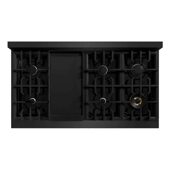 ZLINE 48" Dual Fuel Range, Gas Cooktop, Electric Convection Oven Black Stainless Steel, CDRB-48