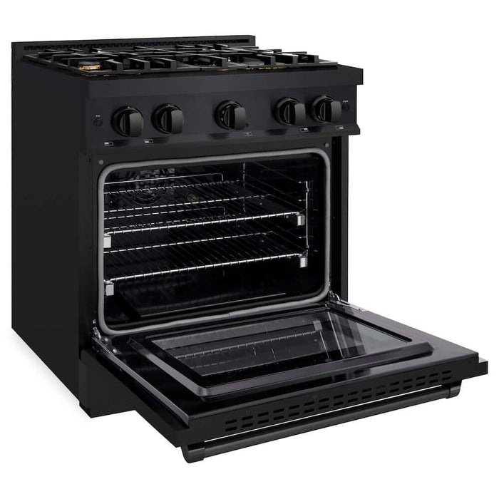 ZLINE 30" Select Gas Range Convection Gas Oven Black Stainless Steel Brass Burners HGRB-BR-30