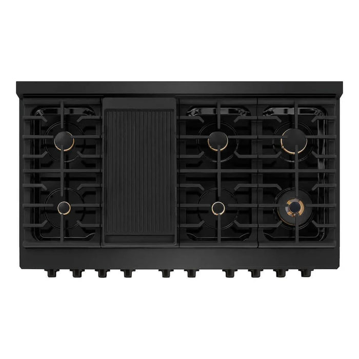 ZLINE 48 in.Gas Range, Convection Gas Oven, Brass Burner, Black Stainless Steel, SGRB-BR-48